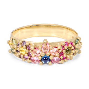 Rainbow Daisy Garland Ring - Made to Order